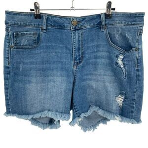 William Rast Perfect Shorts Distressed Raw Edge Hem Denim Size 18w